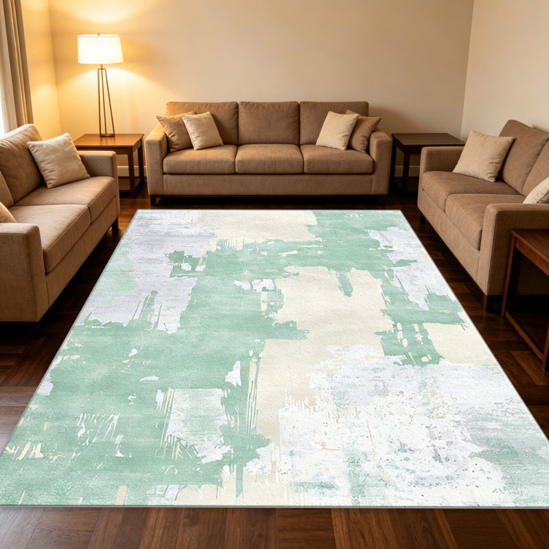 Mint Green Abstract carpet-easy to clean, machine-washable, soft and comfortable; suitable for door mats, kitchens, living rooms, bedrooms, corridors, and laundry areas. Easy to clean, durable carpet for home decoration.