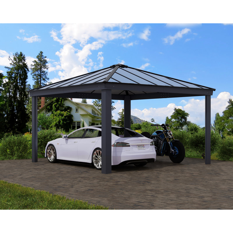 Palram - Canopia Colorado 24' W x 14' D Aluminum Polycarbonate Carport Canopy Gray