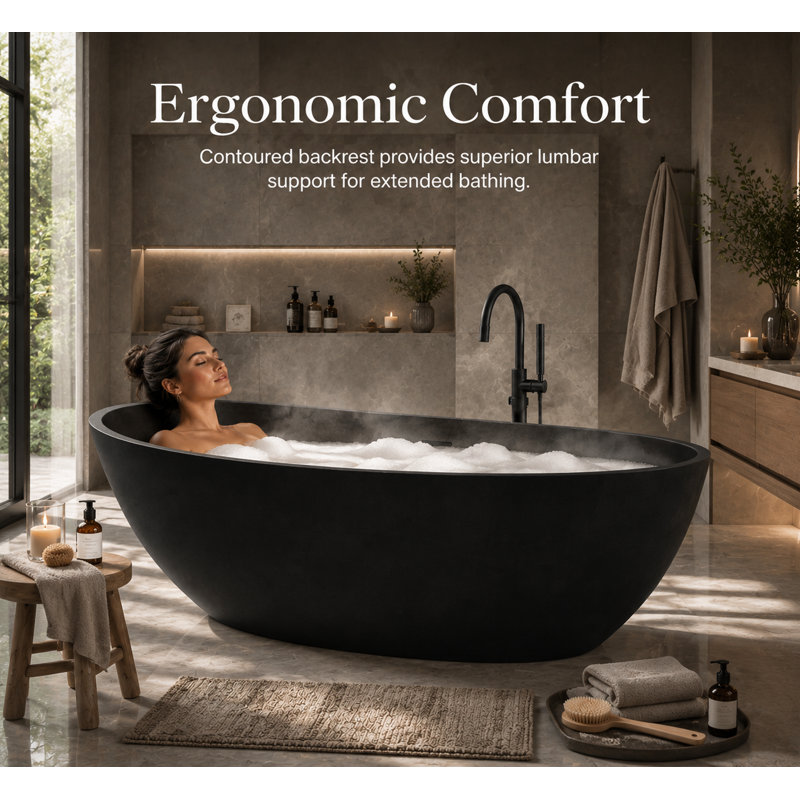 62.8'' L Soaking Bathtub, Black