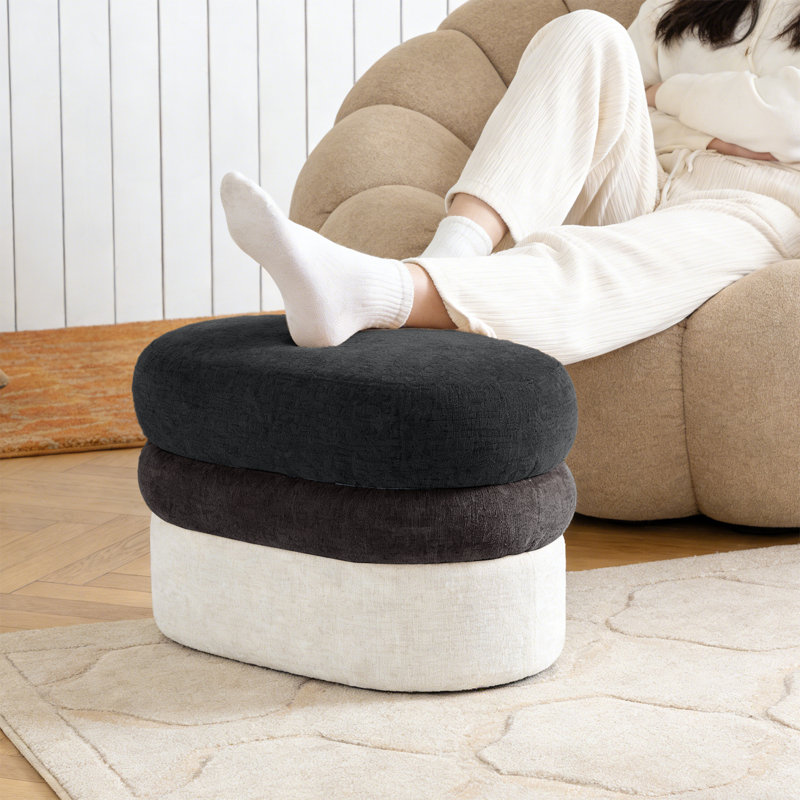 Repose-pieds rembourré l 25,2 po, Noir / Gris / Ivoire