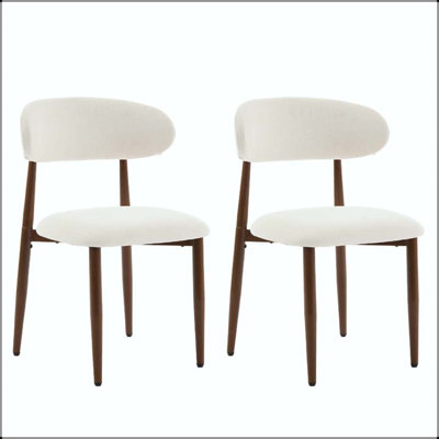 Modern Fabric Upholstered Metal Dining Chair - Set of 2