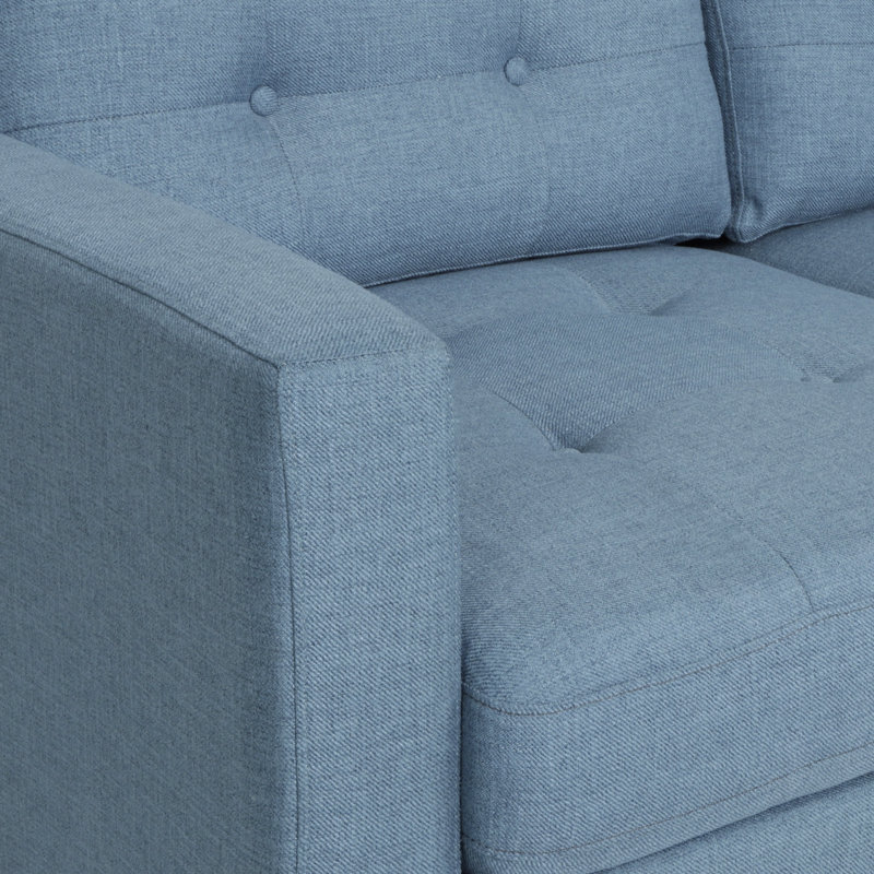 Cudahy 82.7" Tufted Sofa, Upholstered 3-Seater Sofa, Blue Fabric
