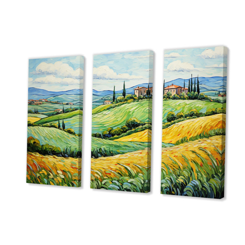 Vangogh Rolling Hills III sur toile, 3 pièces, H 28 po x l 36 po x P 1 po
