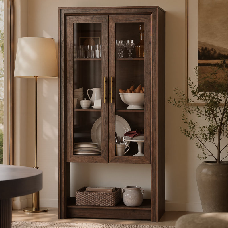 Bibliothèque et garde-manger de cuisine hauts (31,5 po L x 63 po H) avec portes vitrées