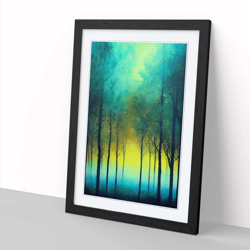 Spring Forest Smoke Art - Single Picture Frame Print, Black, 34cm H x 25cm W x 2cm D