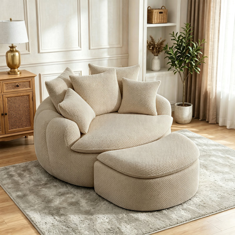 Chaise longue surdimensionnée avec repose-pieds 53,15 po, taupe