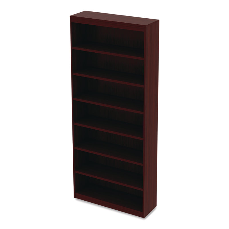 Mahogany 7-Shelf Tall Corner Bookcase