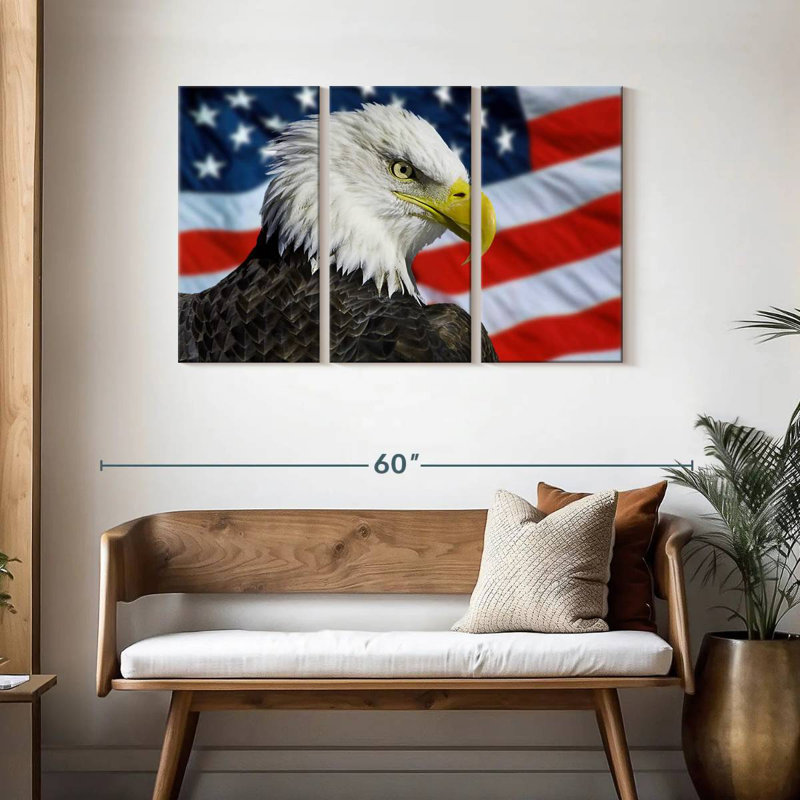 Brampt Patriotic Alaskan Bald Eagle, 28" H x 45" W