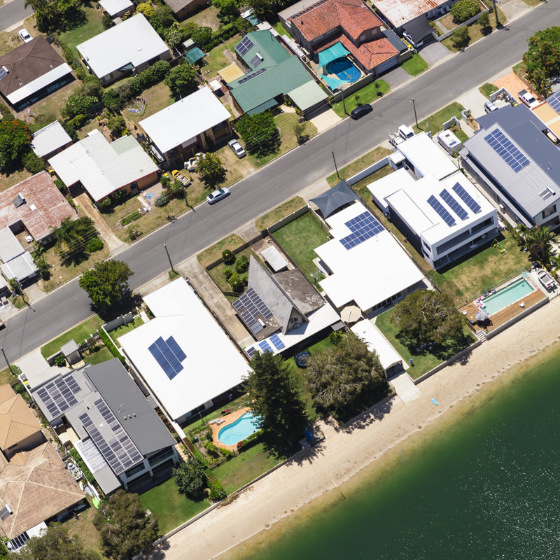 Griffey Solar Panels On Homes - Wrapped Canvas Print, 76cm H x 76cm W x 3.8cm D