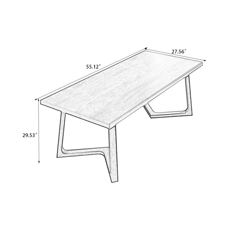 Bureau rectangulaire brun en bois massif, H 29,53 po x l 55,12 po x P 27,56 po