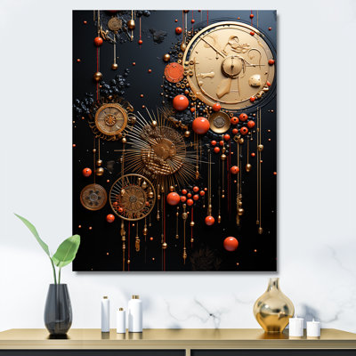"Abstraction en spirale dorée et noire"
