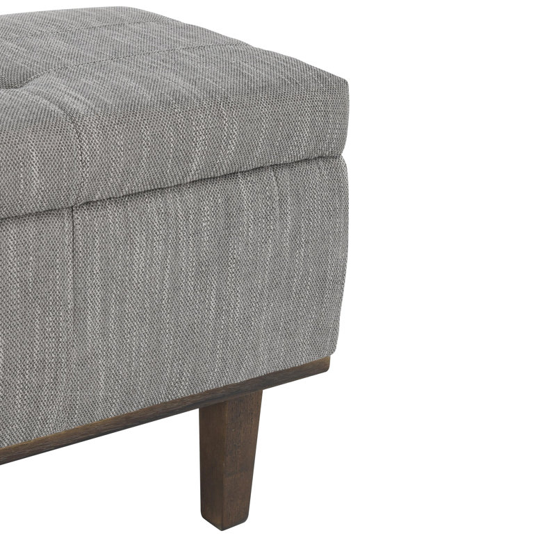 Louise Upholstered Storage Bench, Gray Basketweave