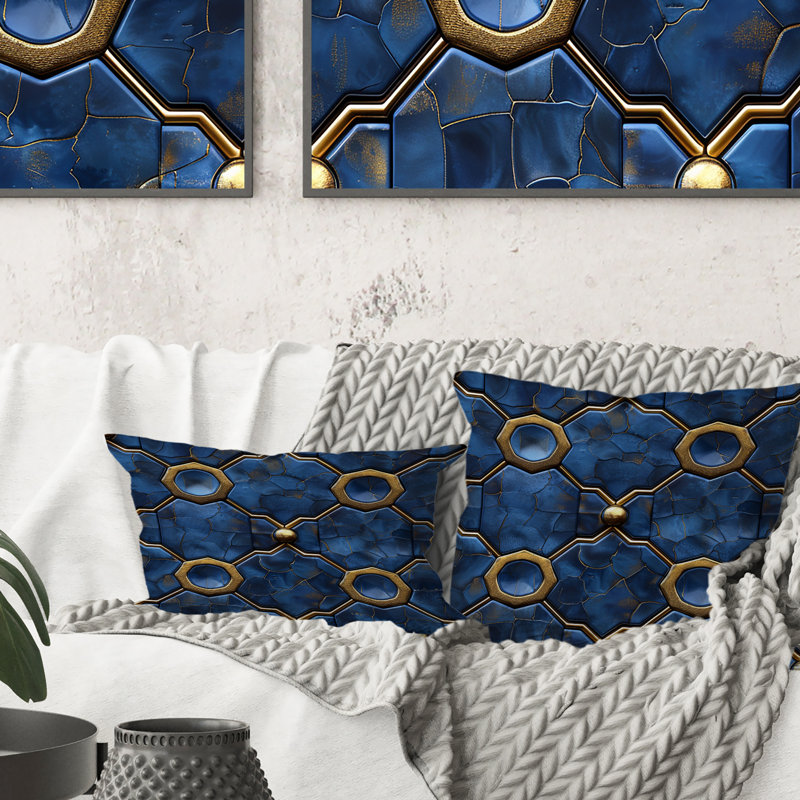 Coussin lombaire moderne bleu et octogone III