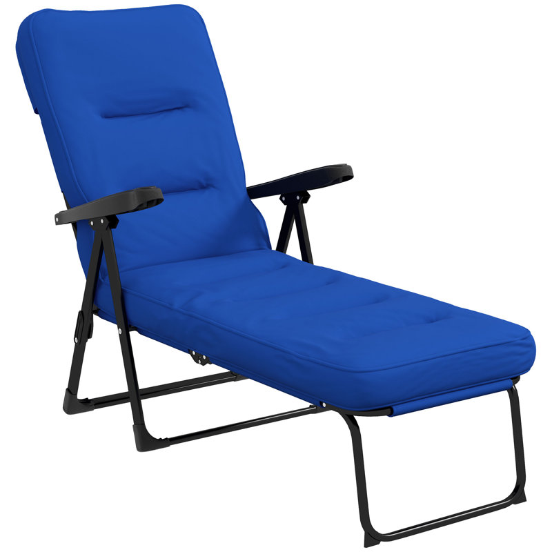 Chaise longue d'extérieur en acier Rinard, Bleu