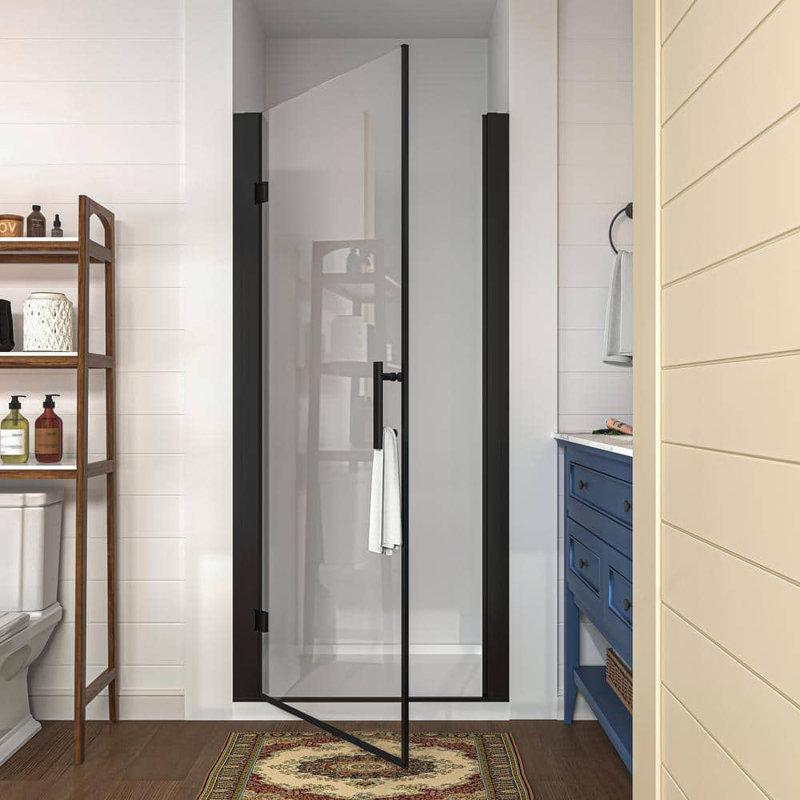 32'' W x 72'' H Frameless Clear Glass Shower Door in Matte Black
