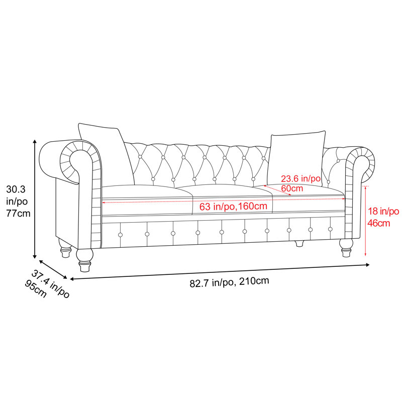 Canapé Chesterfield Cerna, Gris