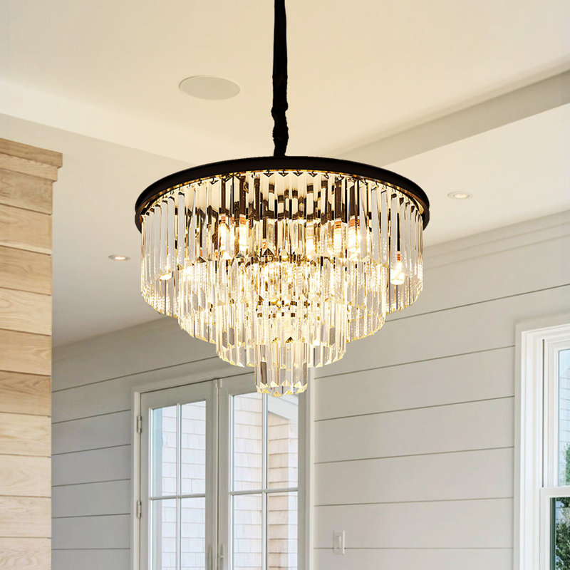 Lustre rond en cristal 24 po 4 couches