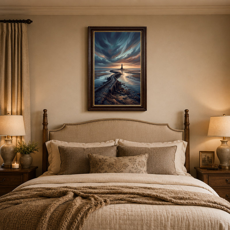 Art mural sur toile, "Phare sur enroulement", 18"H x 12"W