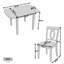 Ensemble de salle à manger 3 pièces avec table à abattants et chaises rembourrées-1940510483