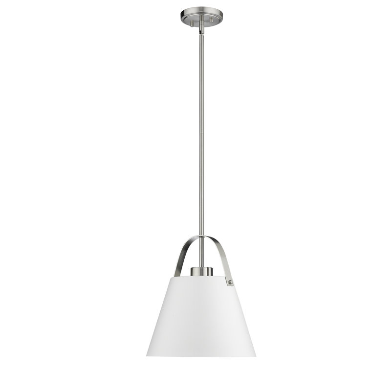 Chrisha 1 - Light Single Pendant, Brushed Nickel, Matte White, 13.75" H x 12.5" W x 12.5" D