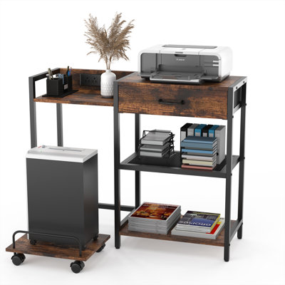 28.2'' H X 34.6'' W Printer Stand With Wheels