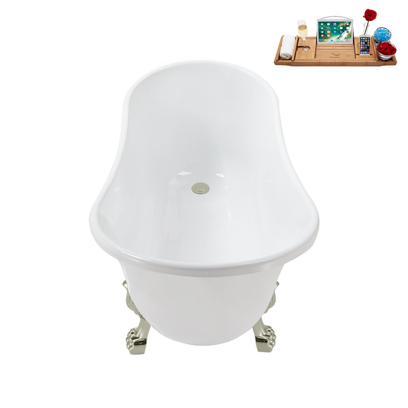 51.2'' x 25.6'' Soaking Acrylic Bathtub, Brushed Nickel, Brushed Nickel