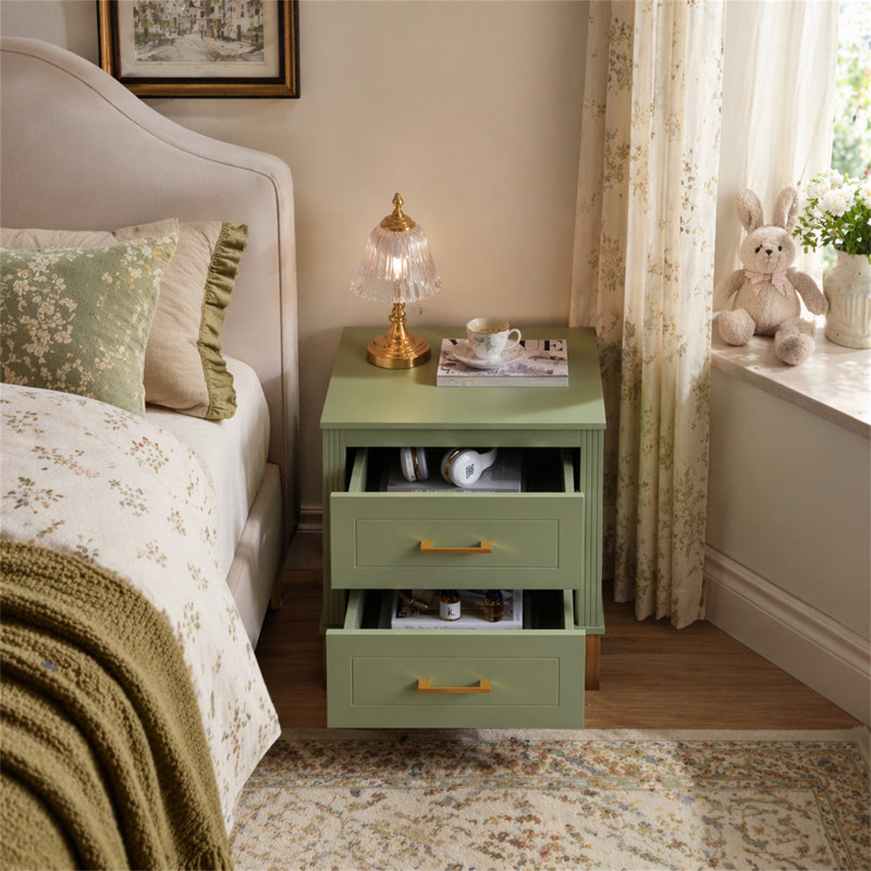 Table de chevet 2 tiroirs, Sage Green
