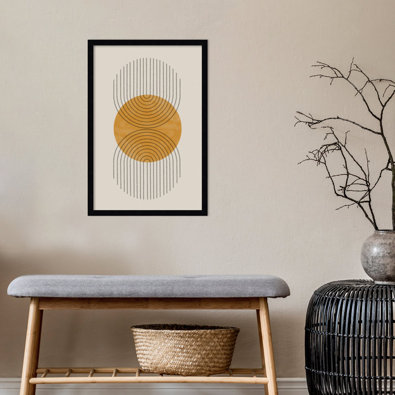 «Perfect Point Yellow» par le studio d'art mural MIUUS, Cadre noir, H 25 po x l 17 po x P 1 po