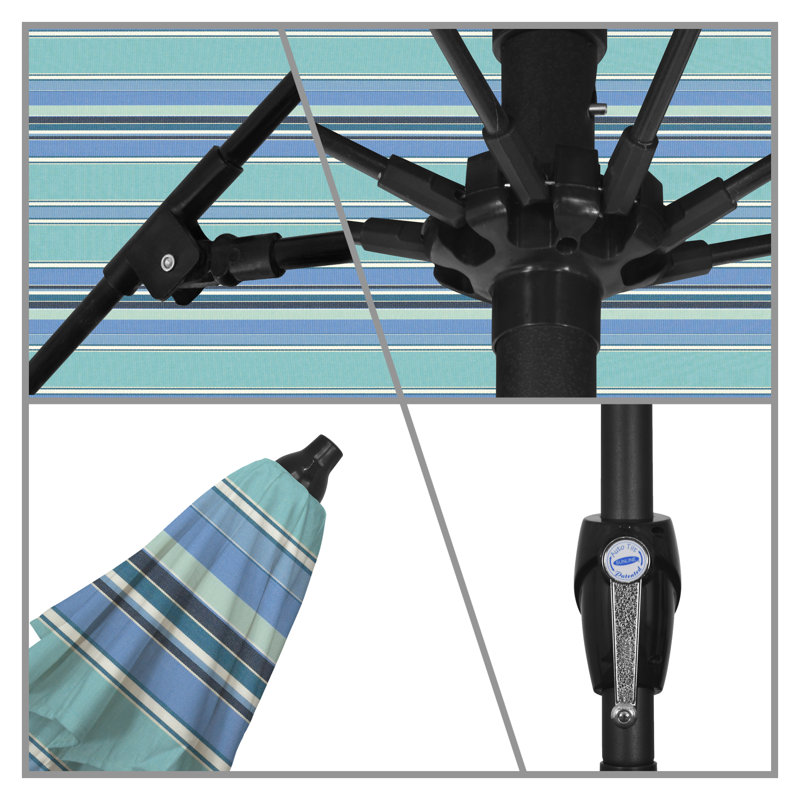 Parasol de marché 7,5 pi Gino, H 94 po x l 86,3 po x P 86,3 po, Sunbrella® Dolce à rayures oasis