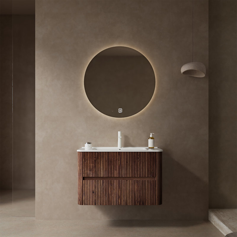Meuble-lavabo avec lavabo 30 po Ikeem, Noyer foncé