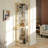 Lighted Corner Curio Cabinet - 5 Finishes (White/Cherry/Oak/Black/Dark Oak) - Collectibles & Wine Glass Display-121534346