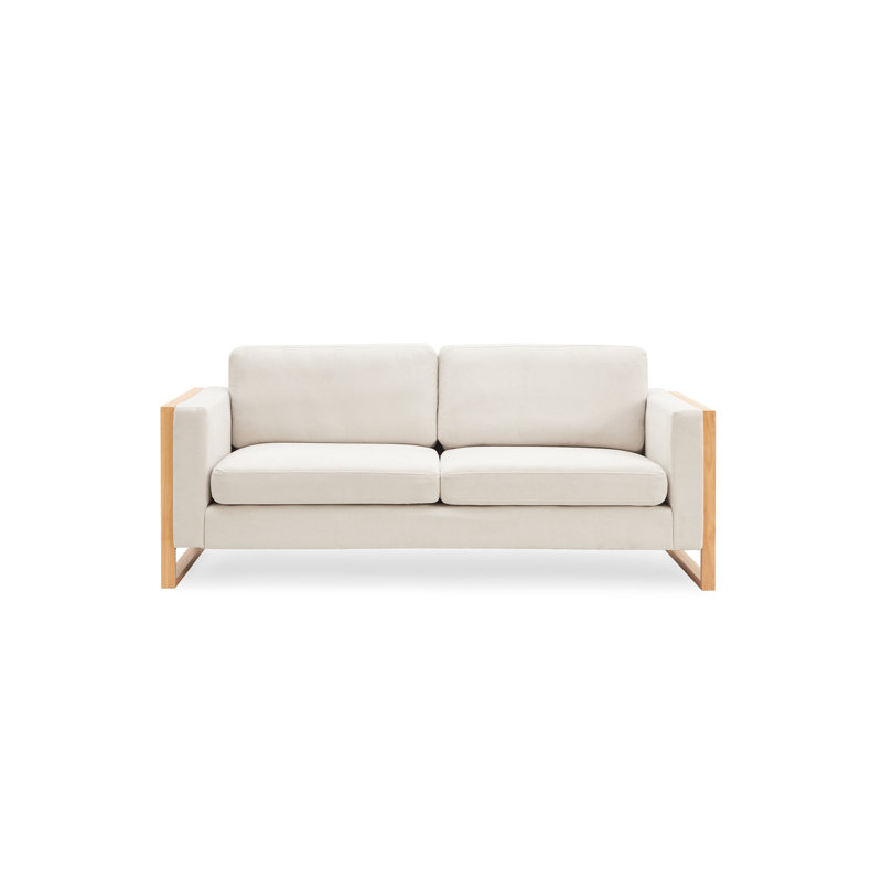 Modern Sofa with Solid Wood Legs, White