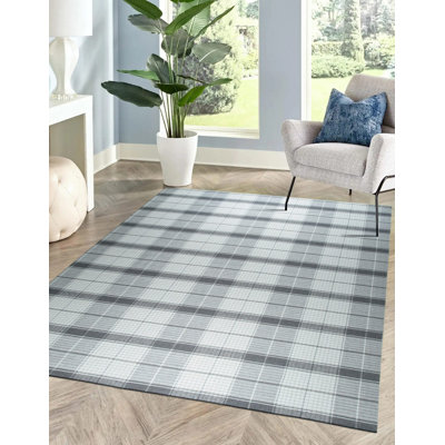 Tapis contemporain gris à motif géométrique en laine tissé à plat gris