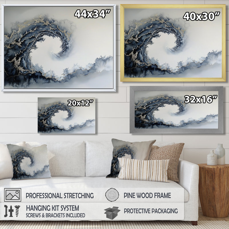 Vortex cosmique I - décoration murale bord de mer, H 12 po x l 20 po, Reproduction encadrée d'une seule photo sans pass, Noir