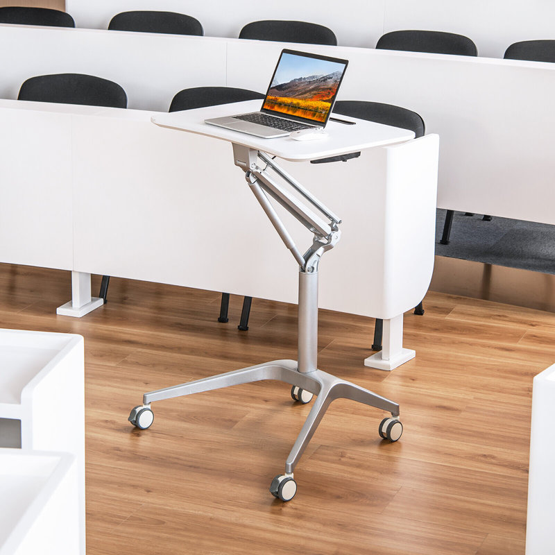 Chariot de rangement pour ordinateur portable, Blanc / argent, H 42 po x l 29,5 po x P 23,5 po
