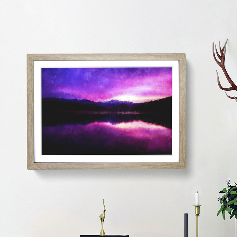 Purple Mountains - Framed Print, 24cm H x 33cm W x 2cm D, Oak Framed