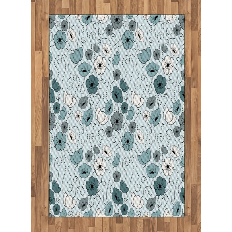 Floral High Density Long Fiber Poly Threads Decorative Area Rug Carpet, Rectangle 4' x 5'8"