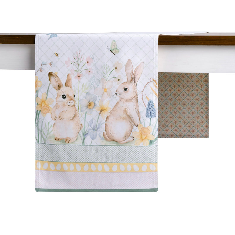 Maison d' Hermine Table Runner 100% Cotton Double Layer Table Runners 108 inches Long Decorative for Home Kitchen Dining Valentines Day Decorations Spring Summer (Easter Dew, 14.5" x 108")