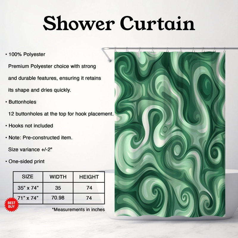 Kitley Abstract Shower Curtain, 74"H x 71"W