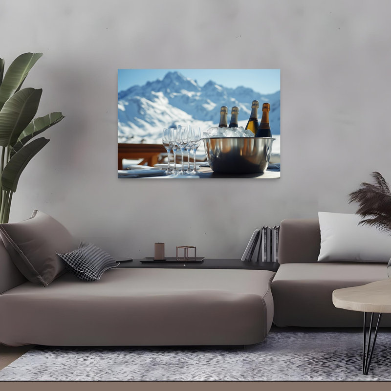Mountain Celebration Elegant Abstract Contemporary Mountain Winter Wall Art Print by Pictufy Studio IV - Wrapped Canvas Print