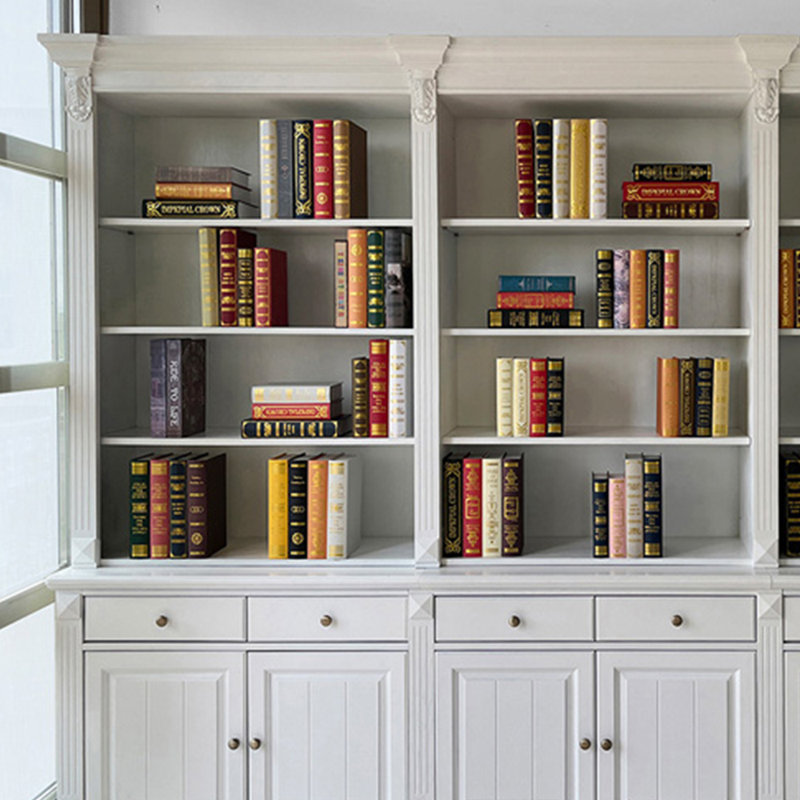 American style white home bookcase, (6 Shelves) 86.61"H x 78.74"W x 17.72"D