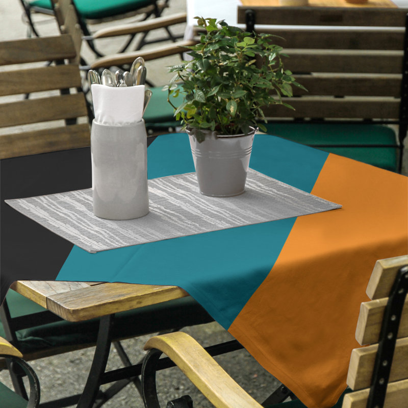 San Jose Tablecloth, Black/Deep Pacific Teal/Burnt Orange