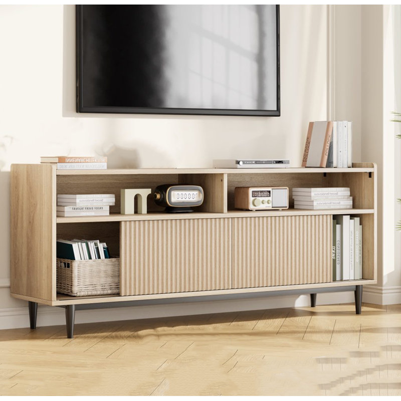 Wooden Wave Patterned Tv Cabinet