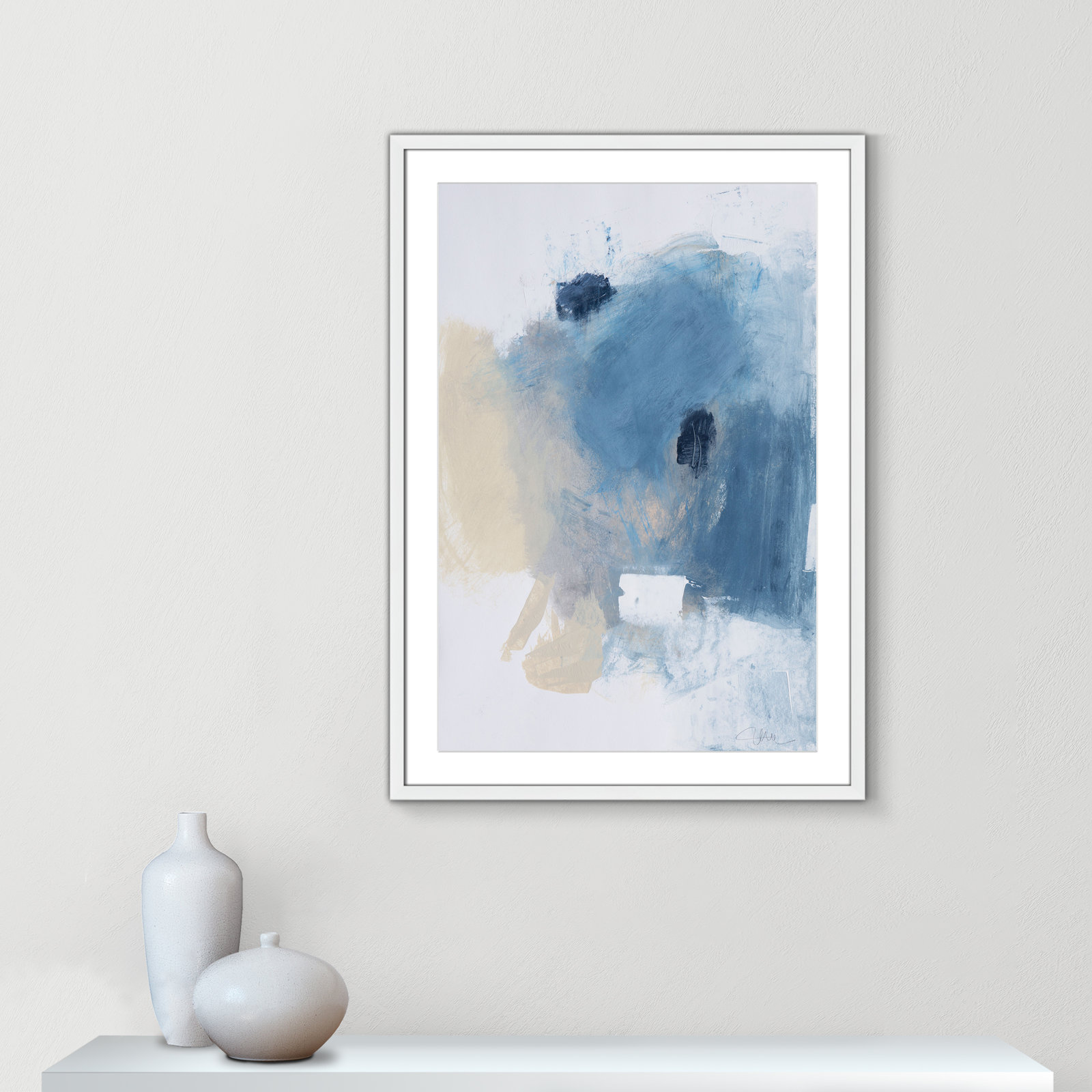 White, 35.5" H x 25.5" W x 1.25" D, White Single Picture Framed Paper