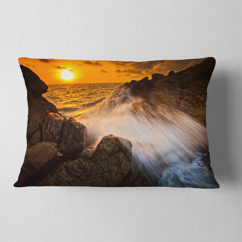 Coussin lombaire de coucher de soleil seascape