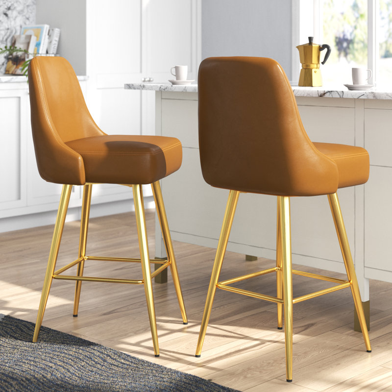Pavlik Upholstered Counter Stool with Metal Frame, Bar Stool (30” Seat Height)