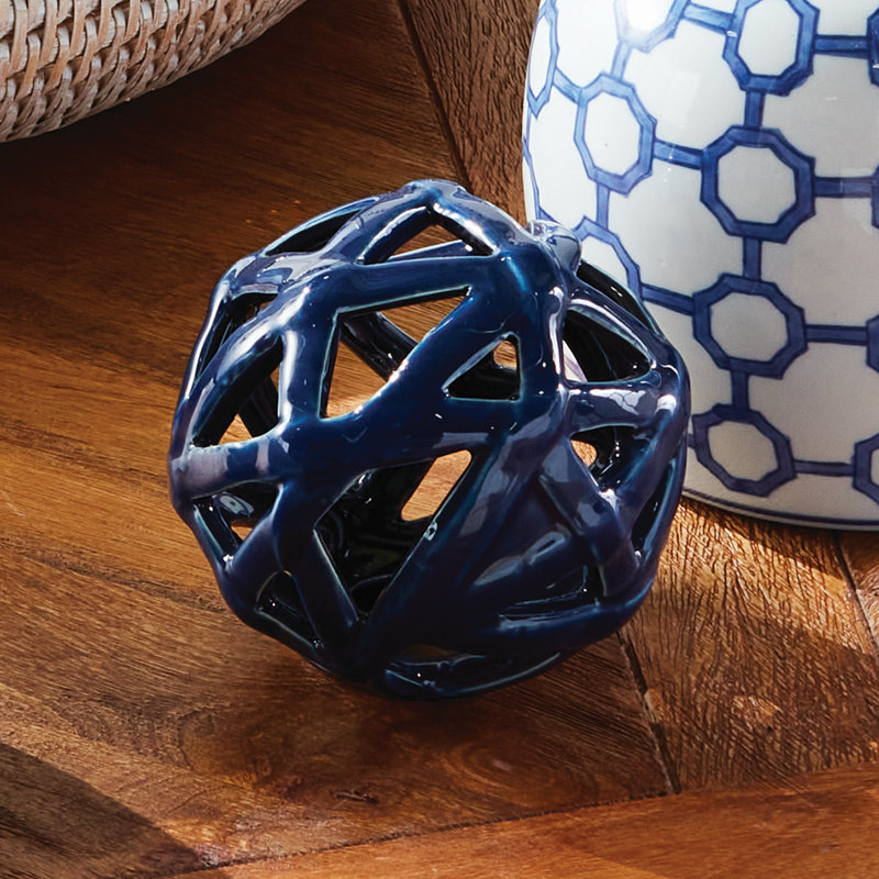 ALICIA METAL ORB, 5" H x 5" W x 5" D, Blue