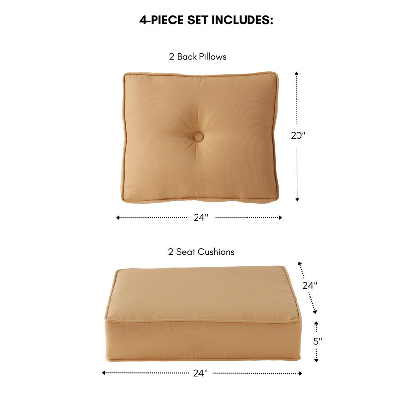Sunbrella 4-Piece Deep Seat Cushion Set, Wheat