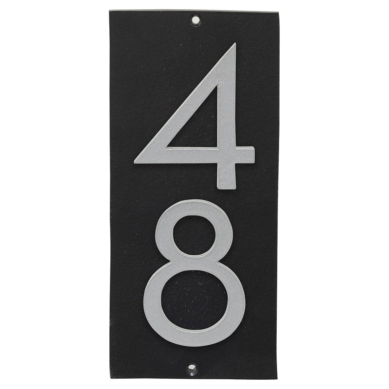 Plaque murale rectangulaire verticale flottante 6 po, Noir / argent, Oui