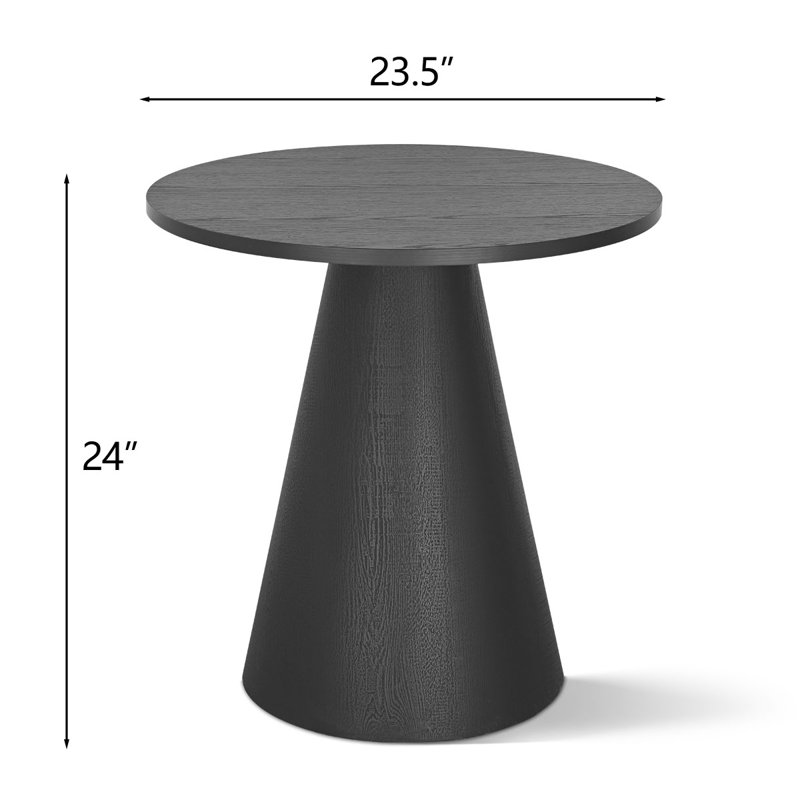 Carnisha 24 Inch Round Black Pedestal End Table